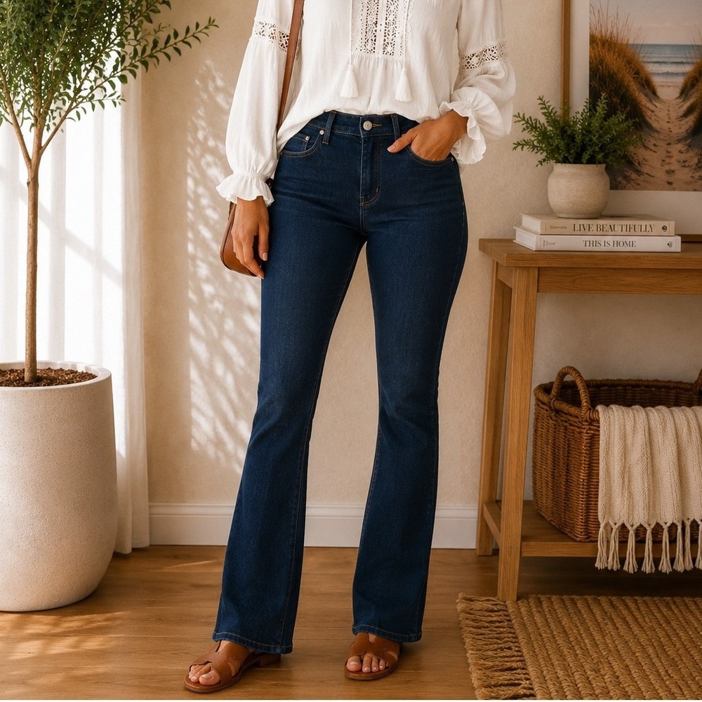 Loomstate Kharma Organic Cotton Dark Wash Bootcut Flare‎ Jeans Womens 29 Indigo